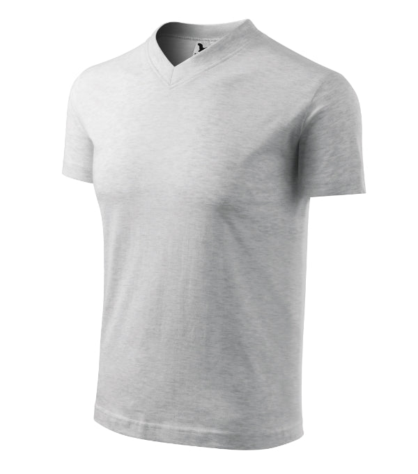 V-neck 102 Tričko unisex — svetlosivý melír