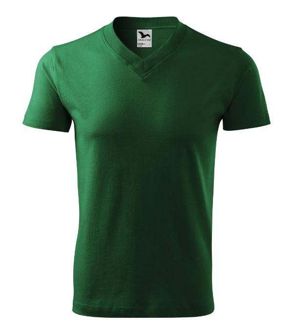 V-neck 102 Tričko unisex — fľaškovozelená