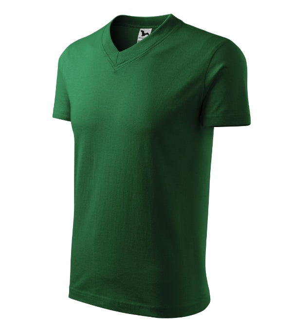 V-neck 102 Tričko unisex — fľaškovozelená