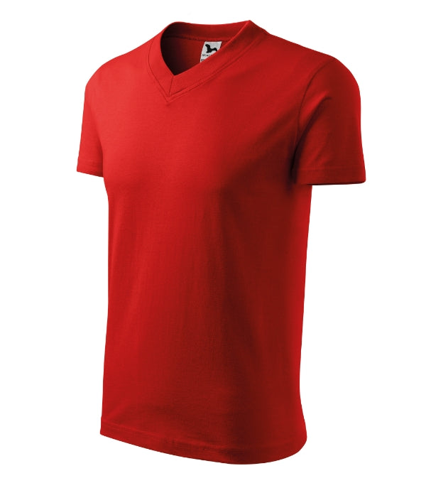 V-neck 102 Tričko unisex — červená