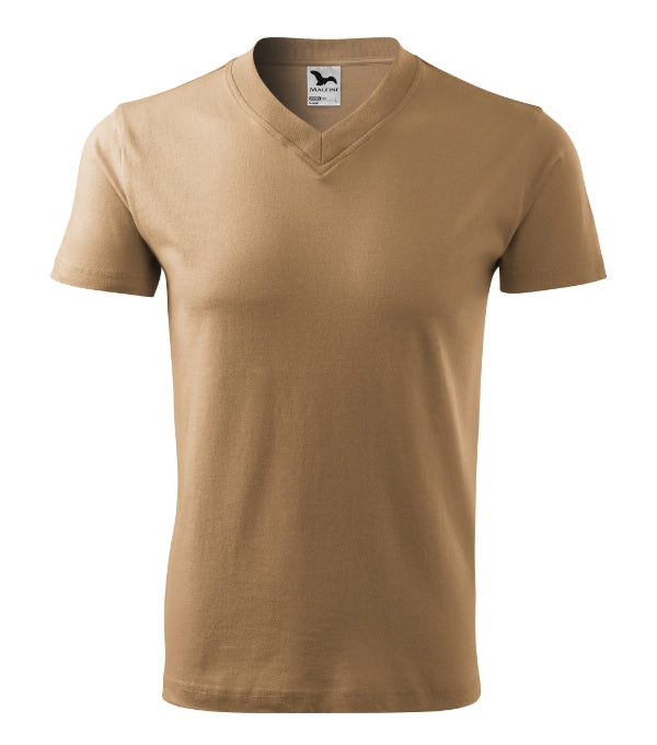 V-neck 102 Tričko unisex — piesková