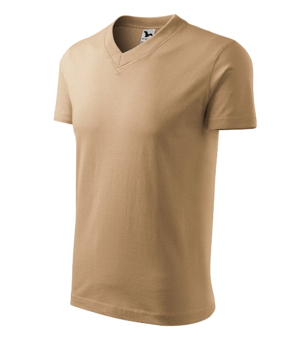 V-neck 102 Tričko unisex — piesková