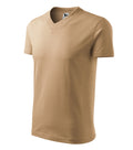 V-neck 102 Tričko unisex — piesková