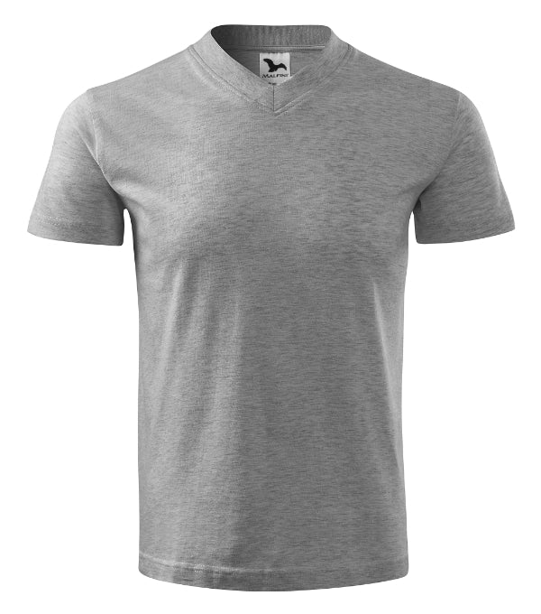 V-neck 102 Tričko unisex — tmavosivý melír