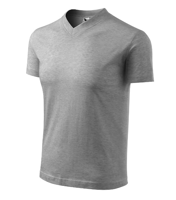V-neck 102 Tričko unisex — tmavosivý melír