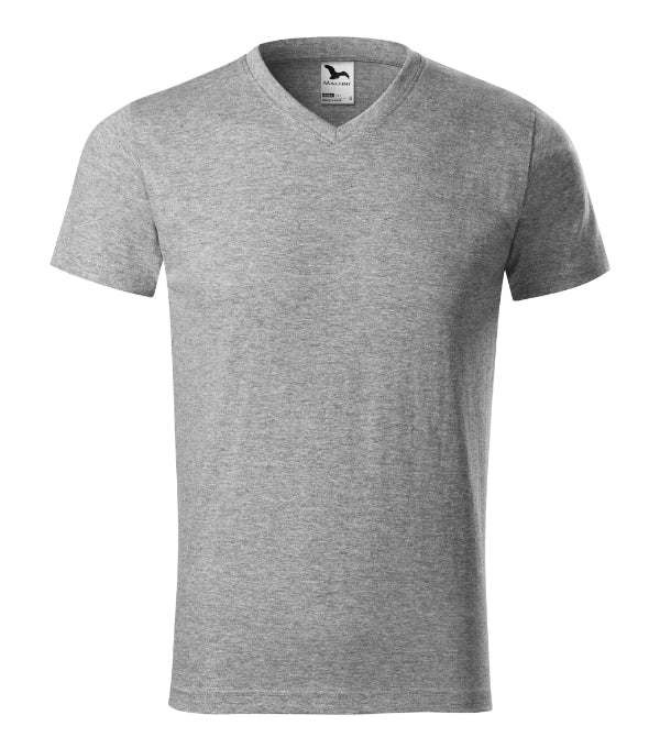 Heavy V-neck 111 Tričko unisex — tmavosivý melír