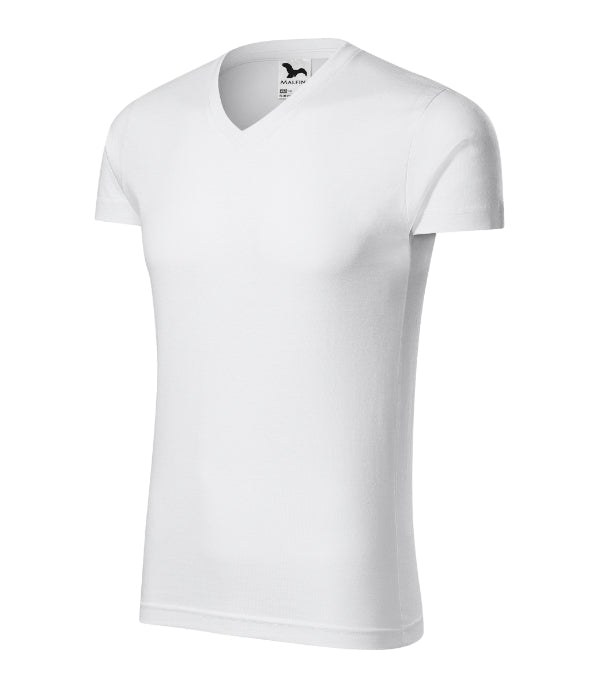 Slim Fit V-neck 146 Tričko pánske — biela