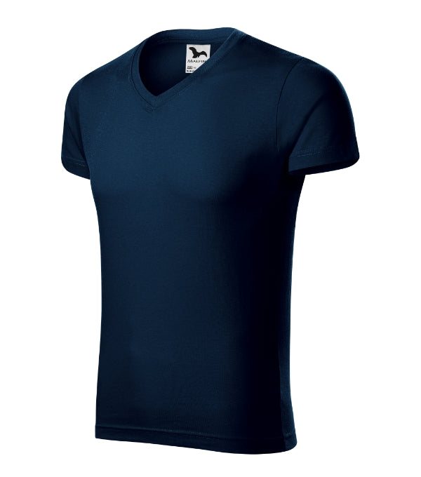 Slim Fit V-neck 146 Tričko pánske — tmavomodrá