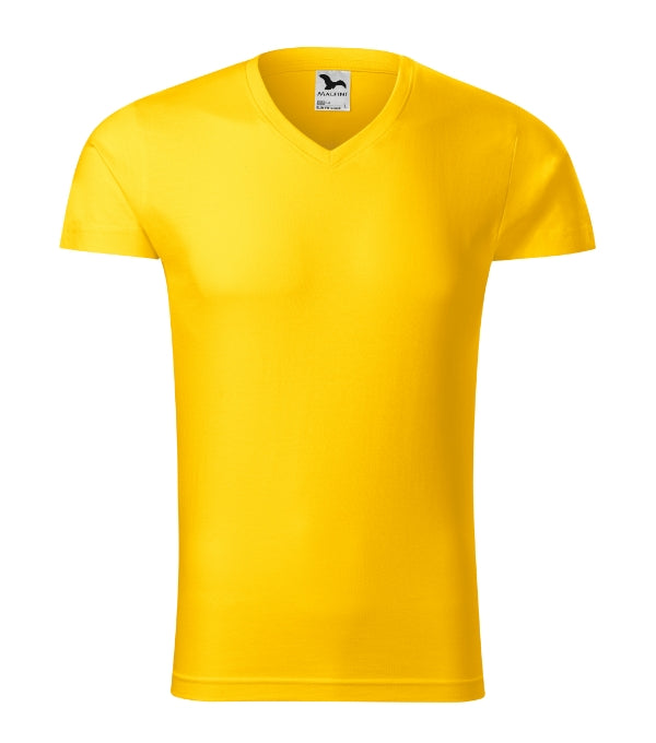 Slim Fit V-neck 146 Tričko pánske — žltá