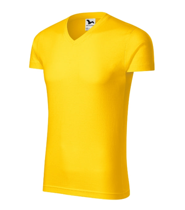 Slim Fit V-neck 146 Tričko pánske — žltá