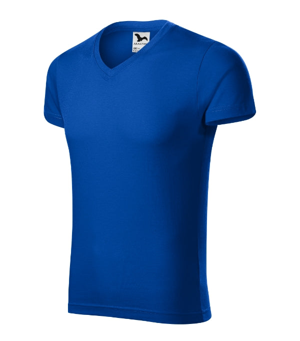 Slim Fit V-neck 146 Tričko pánske — kráľovská modrá