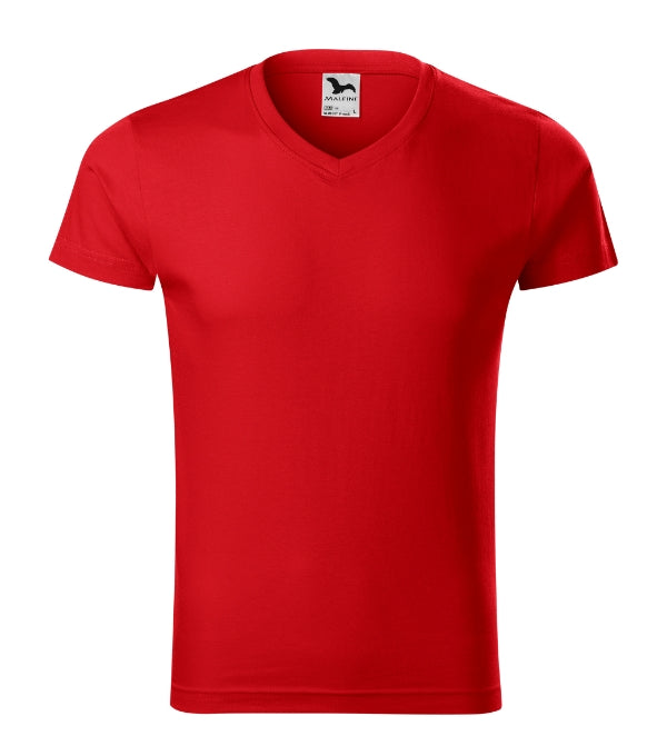 Slim Fit V-neck 146 Tričko pánske — červená