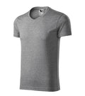 Slim Fit V-neck 146 Tričko pánske — tmavosivý melír