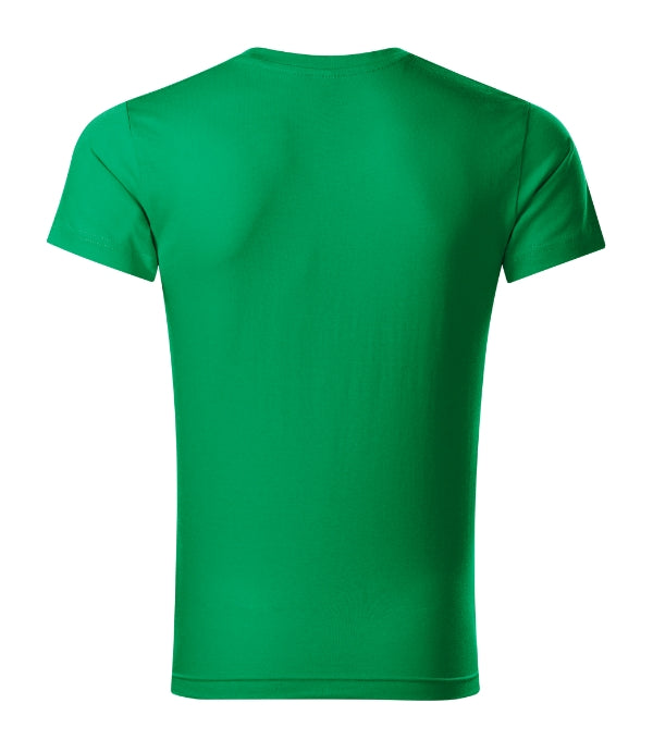 Slim Fit V-neck 146 Tričko pánske — trávová zelená