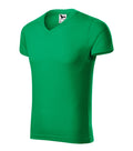 Slim Fit V-neck 146 Tričko pánske — trávová zelená