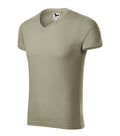 Slim Fit V-neck 146 Tričko pánske — svetlá khaki