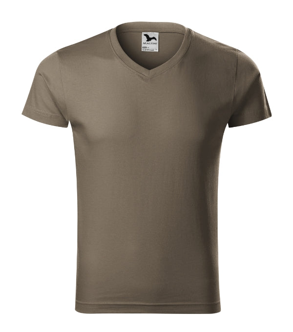 Slim Fit V-neck 146 Tričko pánske — army