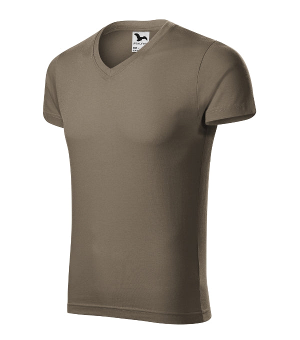 Slim Fit V-neck 146 Tričko pánske — army