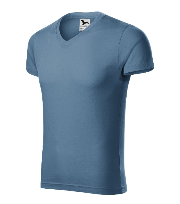 Slim Fit V-neck 146 Tričko pánske — denim