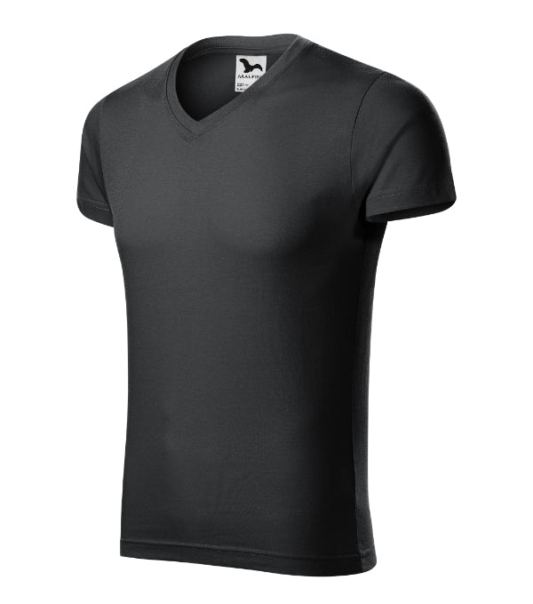 Slim Fit V-neck 146 Tričko pánske — ebony gray