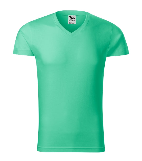 Slim Fit V-neck 146 Tričko pánske — mätová