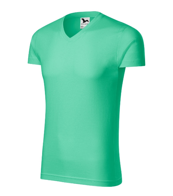 Slim Fit V-neck 146 Tričko pánske — mätová