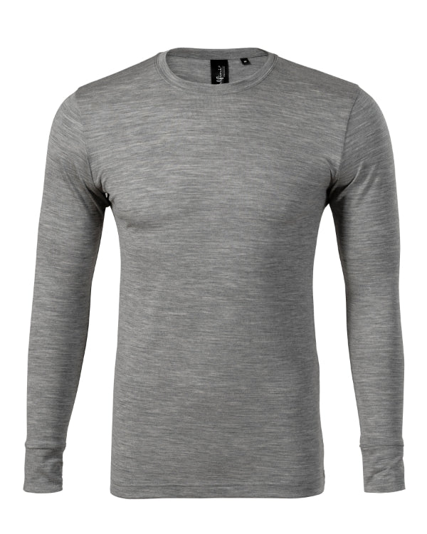 Merino Rise LS 159 Tričko pánske — tmavosivý melír