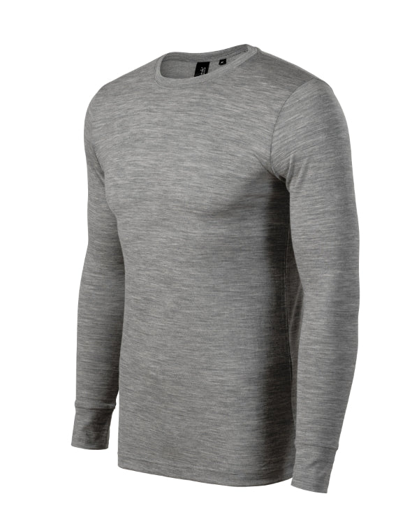 Merino Rise LS 159 Tričko pánske — tmavosivý melír