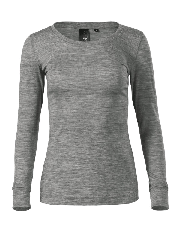 Merino Rise LS 160 Tričko dámske — tmavosivý melír
