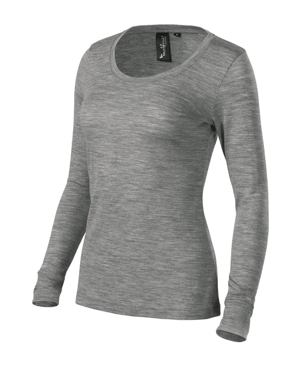 Merino Rise LS 160 Tričko dámske — tmavosivý melír