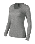 Merino Rise LS 160 Tričko dámske — tmavosivý melír