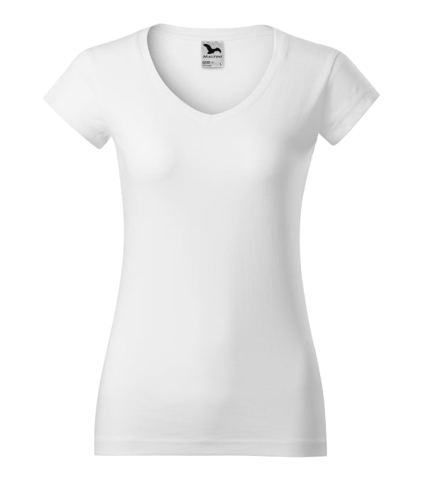 Fit V-neck 162 Tričko dámske — biela