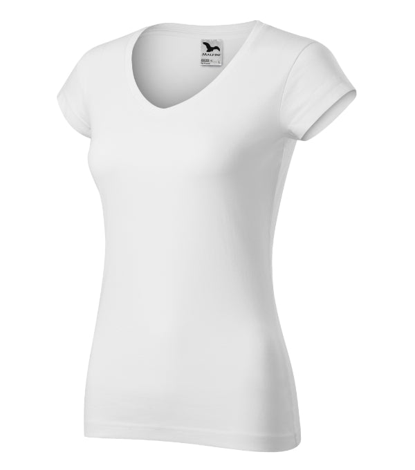 Fit V-neck 162 Tričko dámske — biela