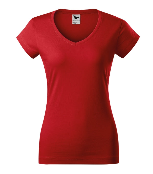 Fit V-neck 162 Tričko dámske — červená