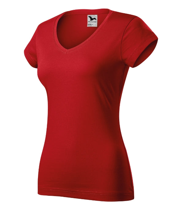 Fit V-neck 162 Tričko dámske — červená