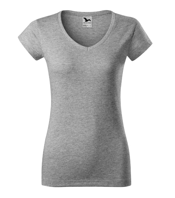 Fit V-neck 162 Tričko dámske — tmavosivý melír