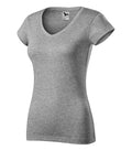 Fit V-neck 162 Tričko dámske — tmavosivý melír