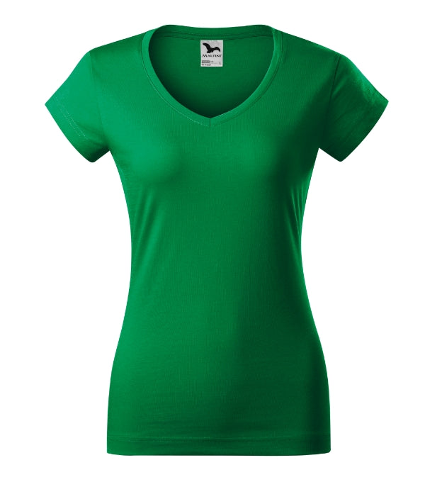 Fit V-neck 162 Tričko dámske — trávová zelená