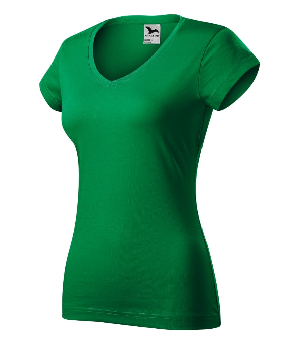 Fit V-neck 162 Tričko dámske — trávová zelená