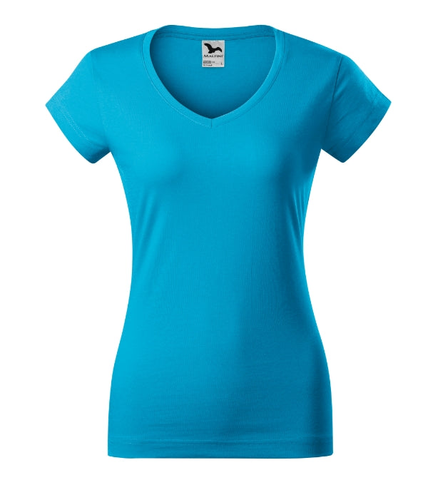 Fit V-neck 162 Tričko dámske — tyrkysová
