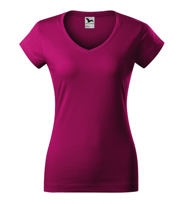 Fit V-neck 162 Tričko dámske — fuchsia red
