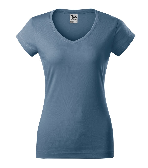 Fit V-neck 162 Tričko dámske — denim