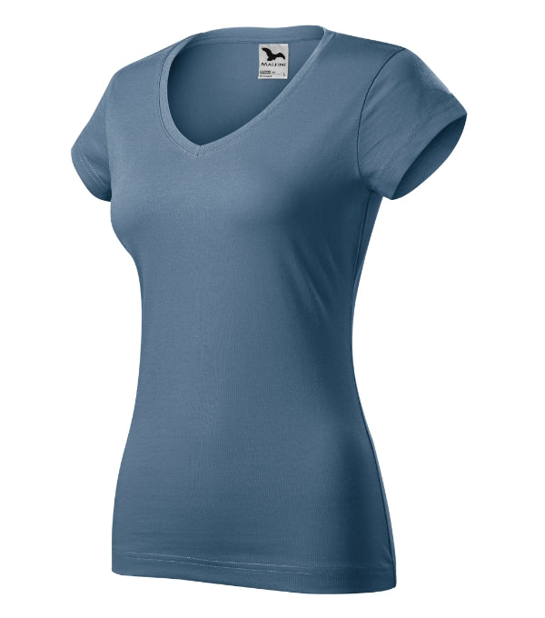 Fit V-neck 162 Tričko dámske — denim