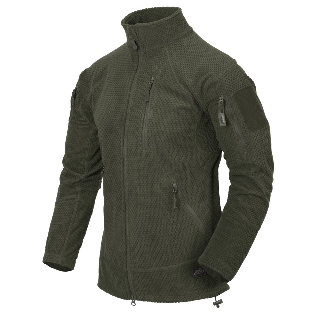 ALPHA TACTICAL Jacket - Grid Fleece - Olive Green — Helikon-Tex
