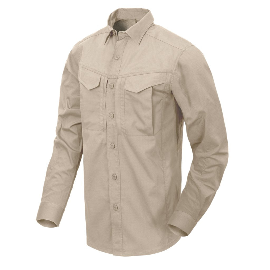 DEFENDER Mk2 Shirt long sleeve® - PolyCotton Ripstop - Khaki — Helikon-Tex