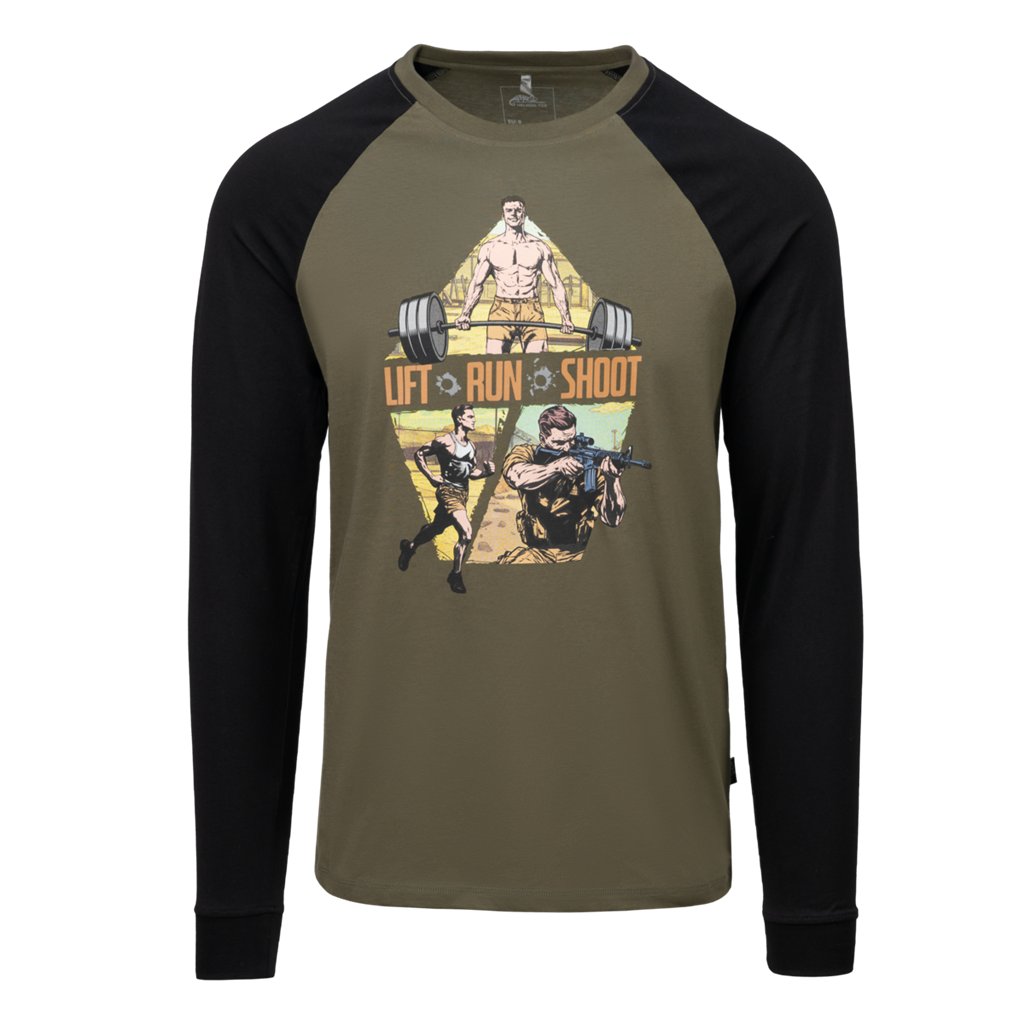 T-shirt Long sleeve (Lift, Run, Shoot) - Olive Green — Helikon-Tex