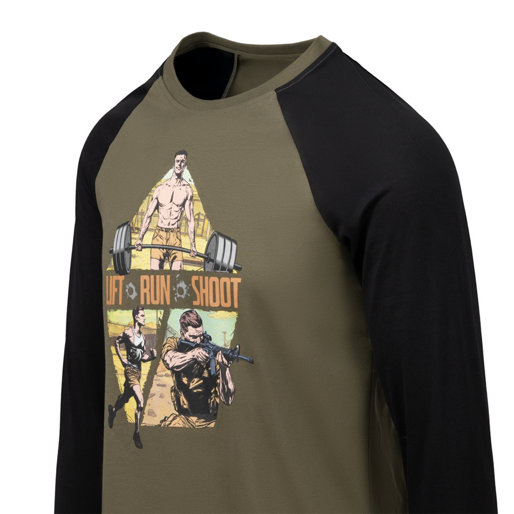 T-shirt Long sleeve (Lift, Run, Shoot) - Olive Green — Helikon-Tex