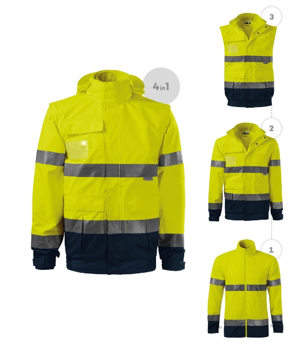 HV Guard 4 in 1 5V2 Bunda unisex — fluorescenčná žltá