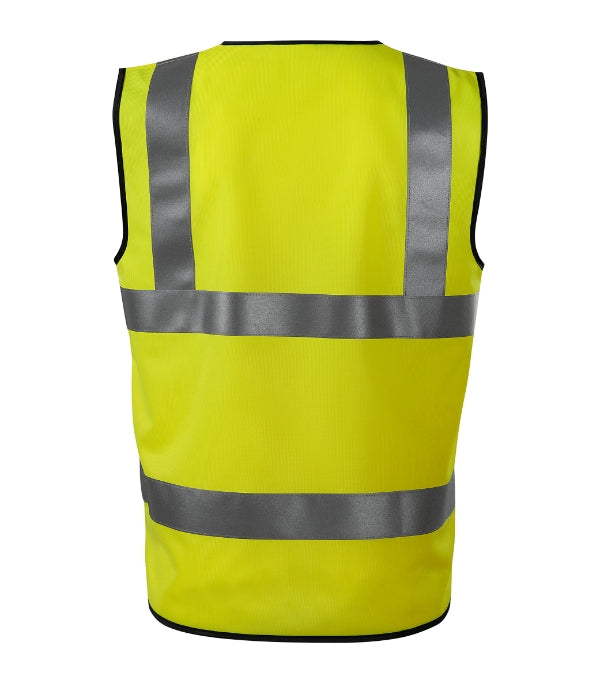 HV Bright 9V3 Bezpečnostná vesta unisex — fluorescenčná žltá