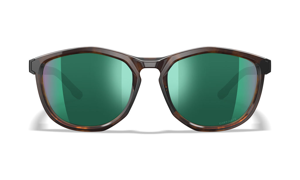 Wiley X WX BRAVO — Captivate Polarized - Green Mirror - Amber, Gloss Tortoise/Gloss Black